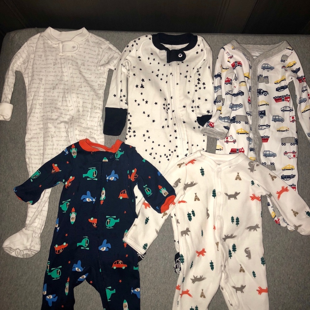 Newborn PJ boys bundle Carter’s Burt’s bees zip up